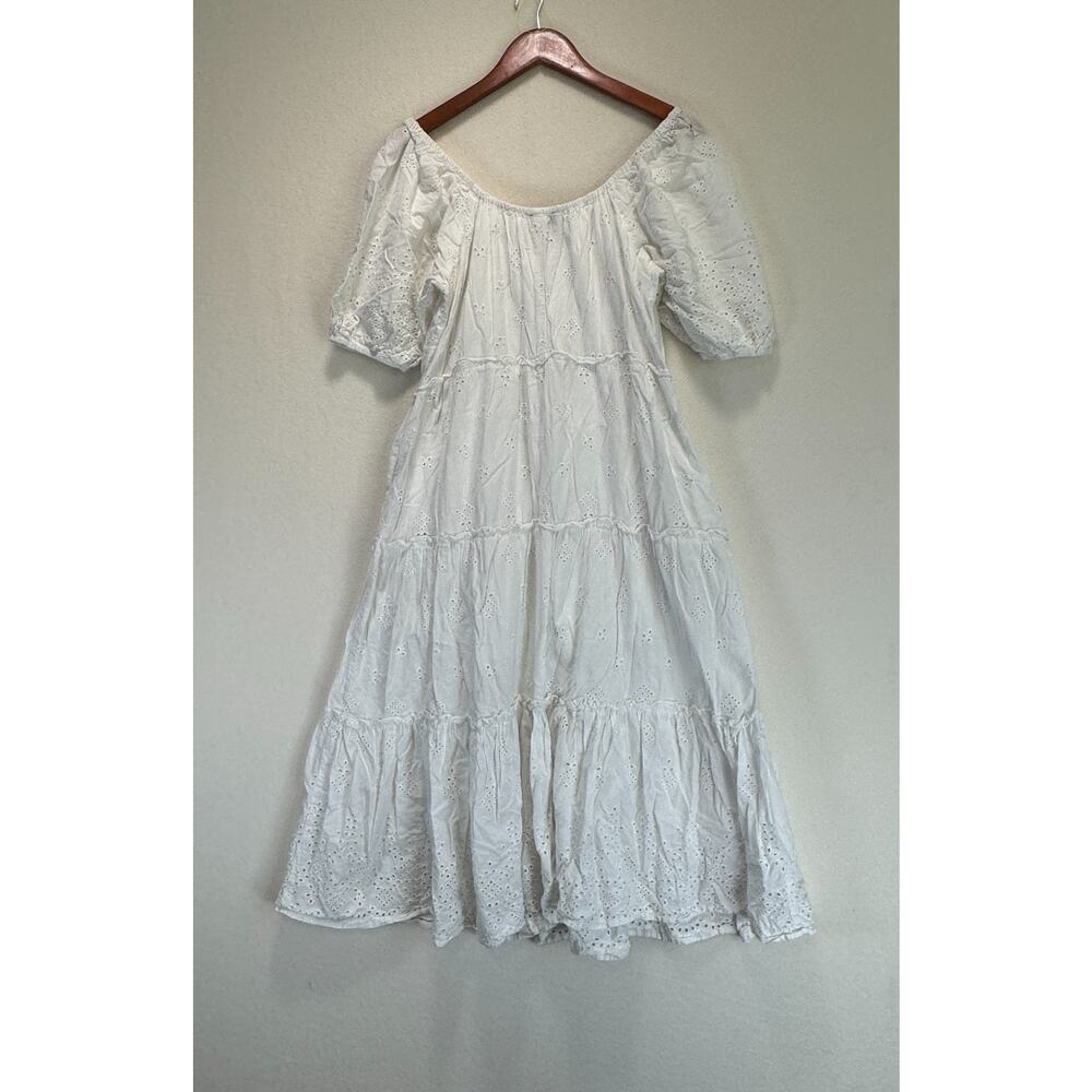 Fifteen Twenty Tiered Puff Sleeve Eyelet Dress Cotton White, Size S, Rt. $308 - Picture 11 of 12